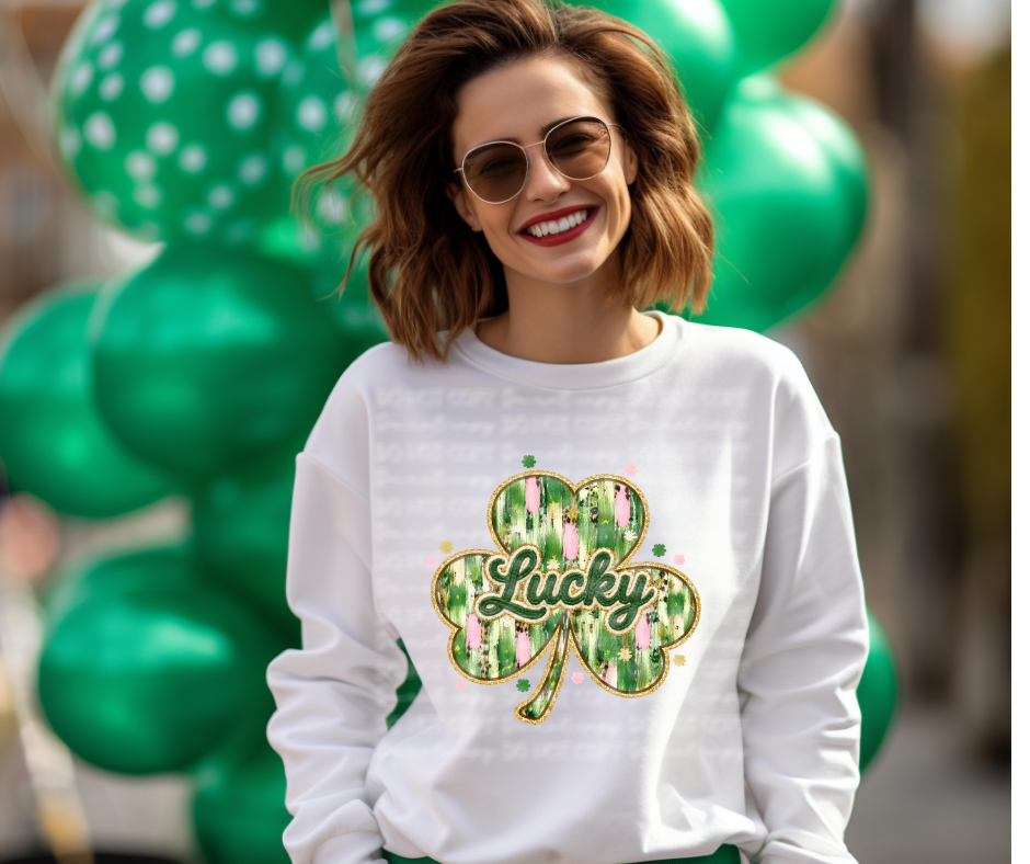 Lucky Clover St. Patrick’s Day Sweatshirt – Cute Boutique Shamrock Graphic Crewneck