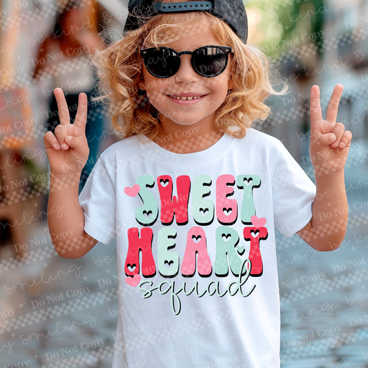 Sweetheart Squad Kids Graphic Tee – Valentine Heart Shirt