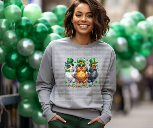 Lucky Clover Chickens St. Patrick’s Day Sweatshirt – Funny Farm Graphic Crewneck
